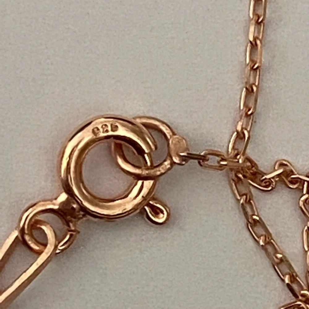925 Silver necklace solitaire cz 14K rose gold plated